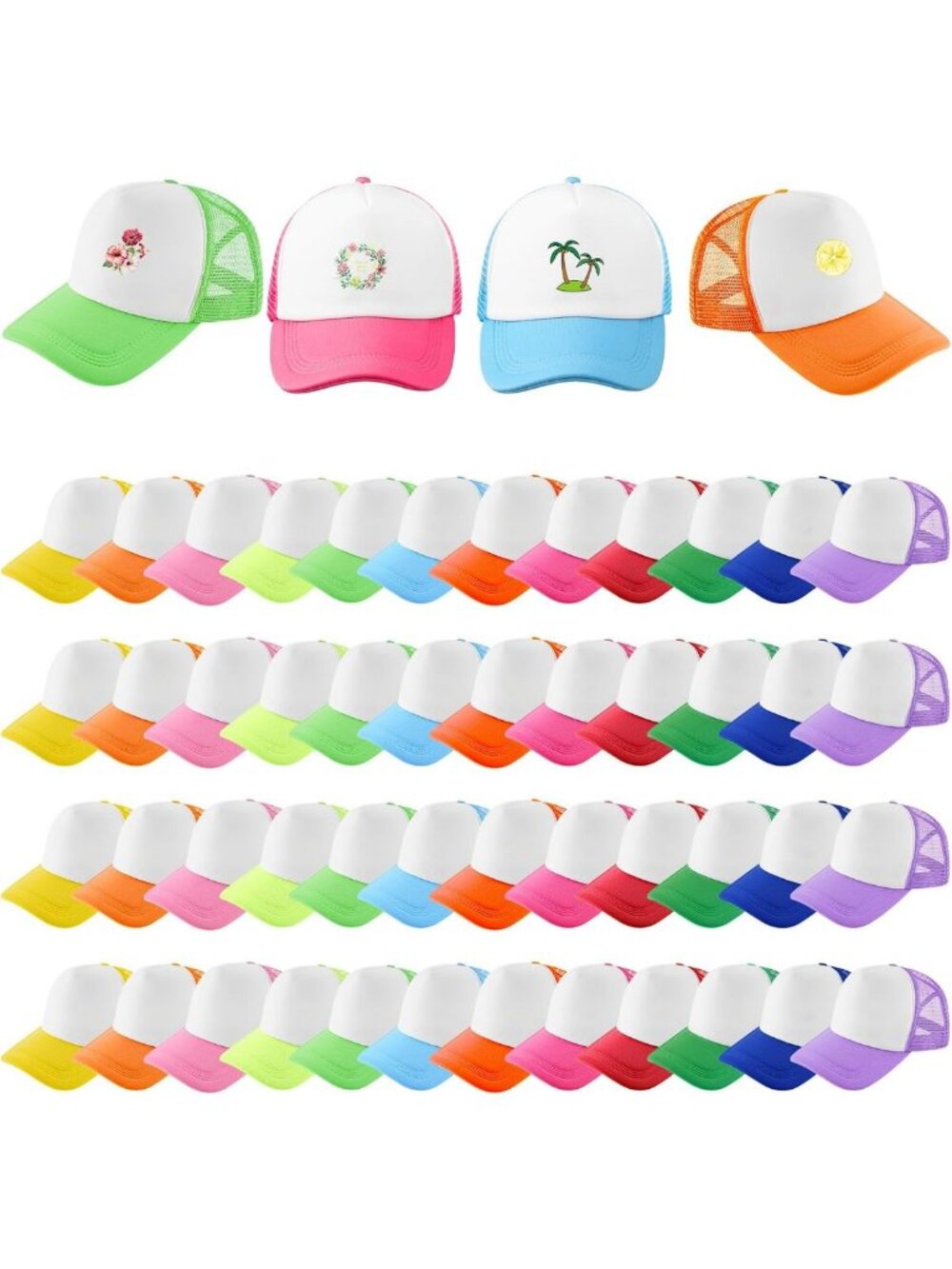 40 Pack Blank Trucker Hats - Customizable, Adjustable, Perfect for DIY & Events